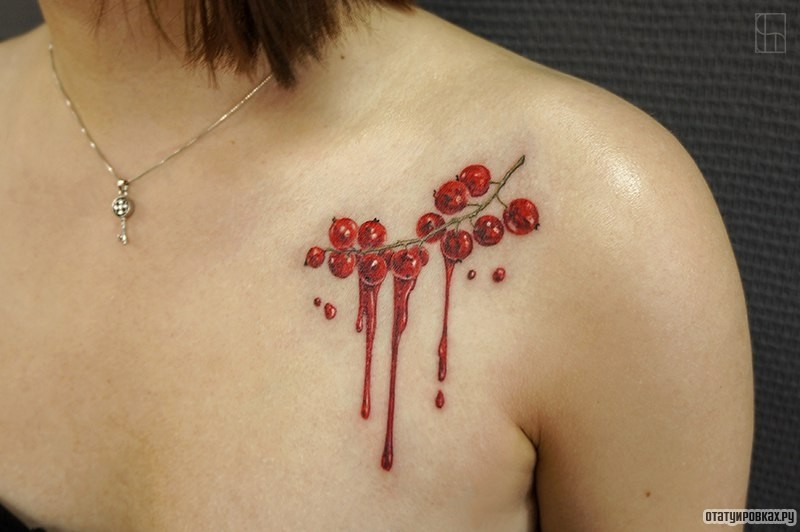 Фотография татуировки под названием «Ветка смородины»