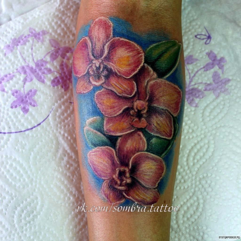Фотография татуировки под названием «Цветы орхидеи»