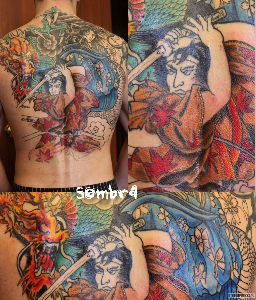 Фотография татуировки под названием «Китайский воин в борьбе с драконом»