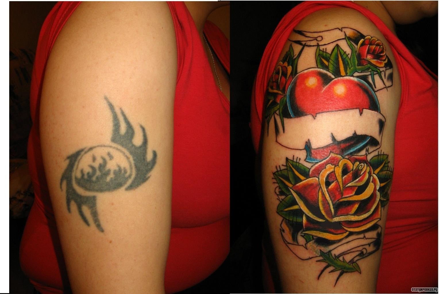 Фотография татуировки под названием «Сердце и роза»