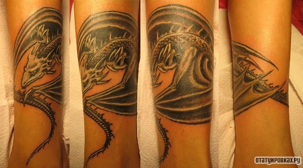 Фотография татуировки под названием «Дракон чб»