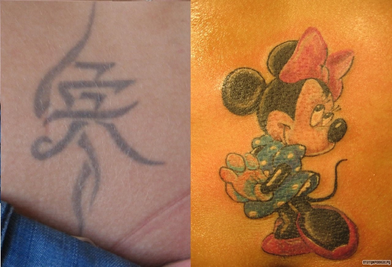 Фотография татуировки под названием «Микки маус девочка»
