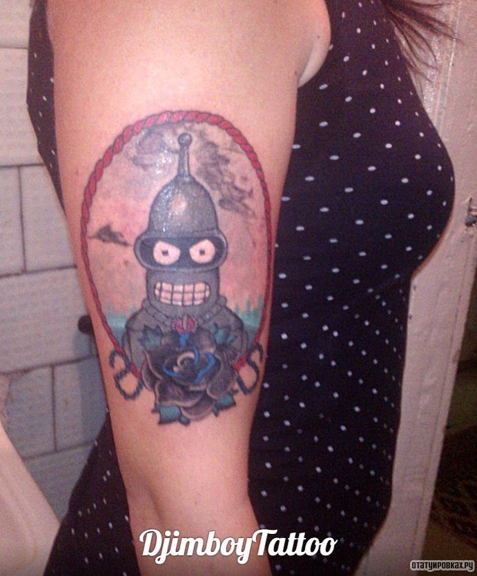 Фотография татуировки под названием «Робот бендер футурама»
