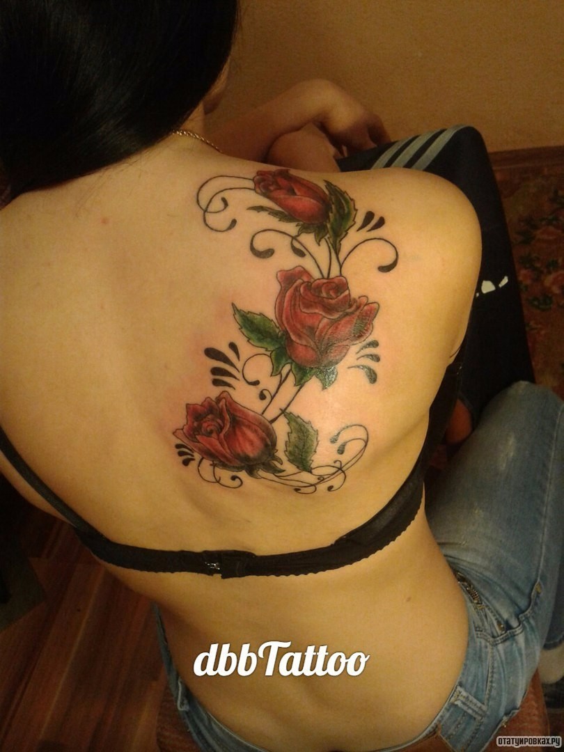 Фотография татуировки под названием «Цветы розы узор»