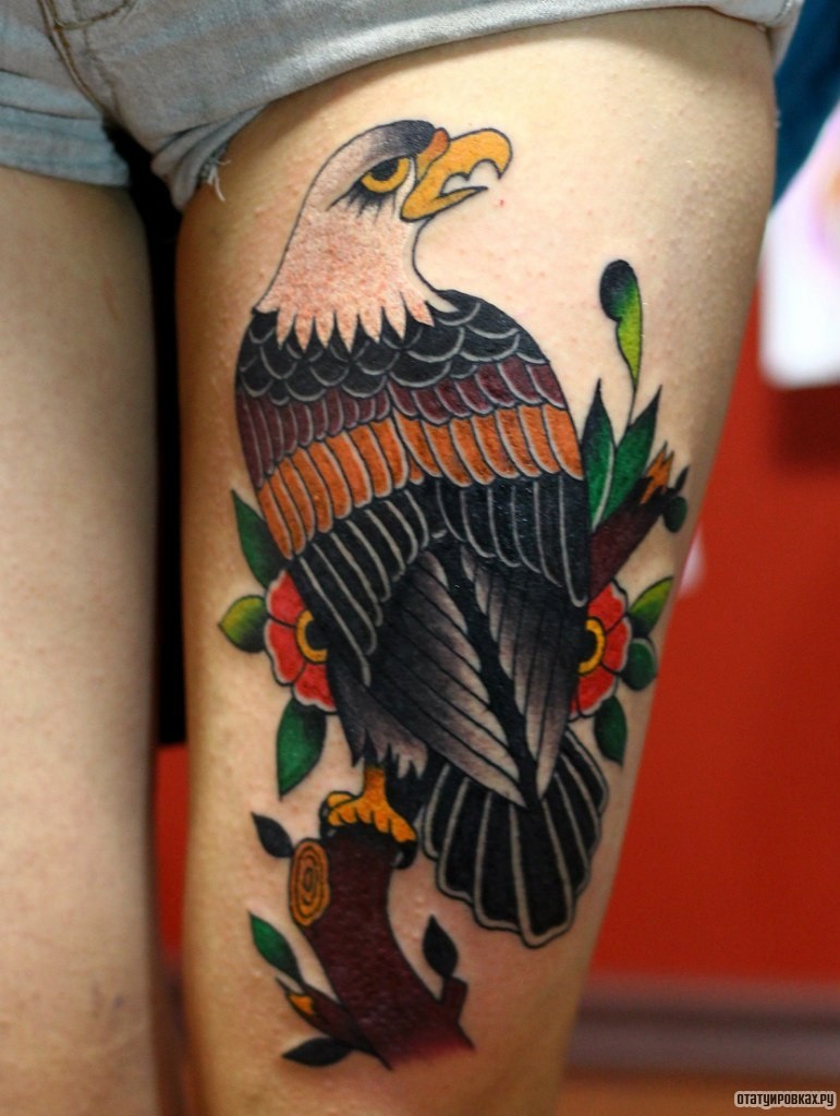Фотография татуировки под названием «Орел на ветке»