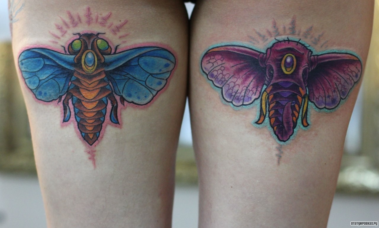 Фотография татуировки под названием «Слон и муха»
