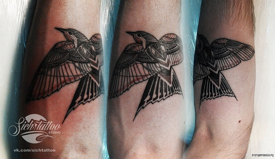 Фотография татуировки под названием «Ласточка узор»