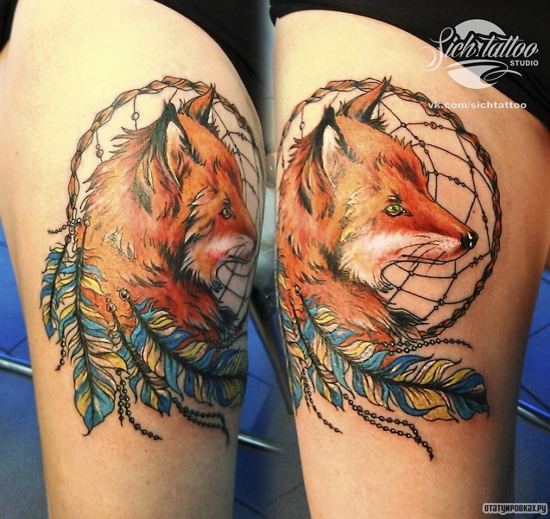 Фотография татуировки под названием «Лиса и ловец снов»
