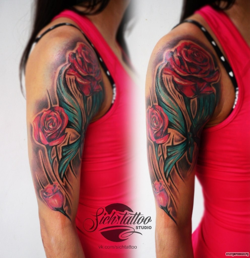 Фотография татуировки под названием «Розы узоры»