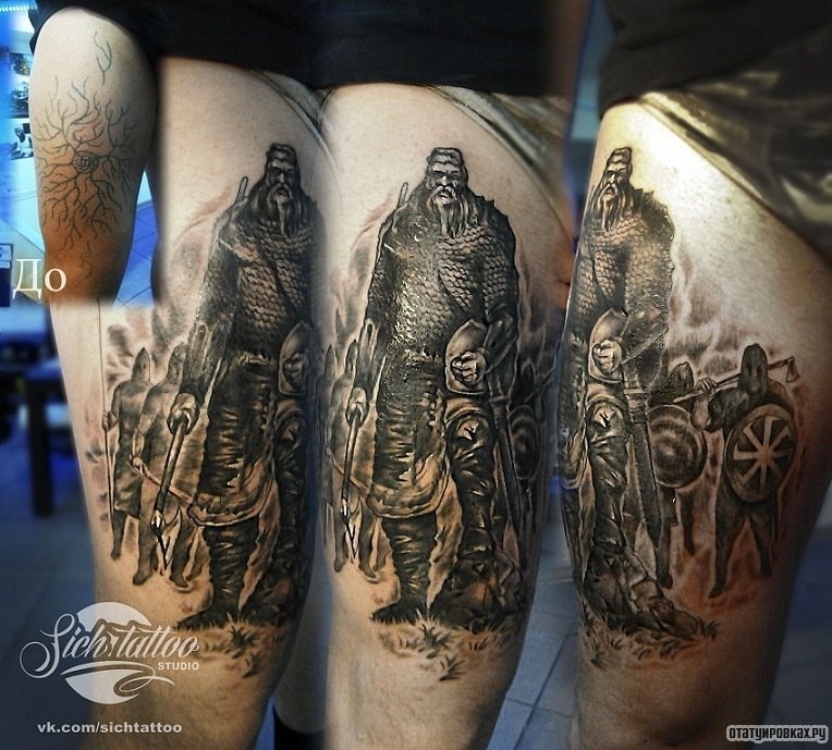 Фотография татуировки под названием «Русский воин»