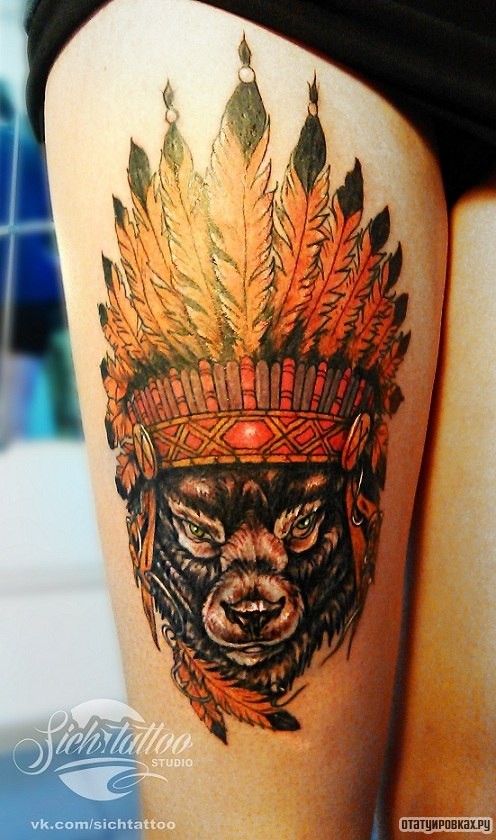 Фотография татуировки под названием «Волк в купе»