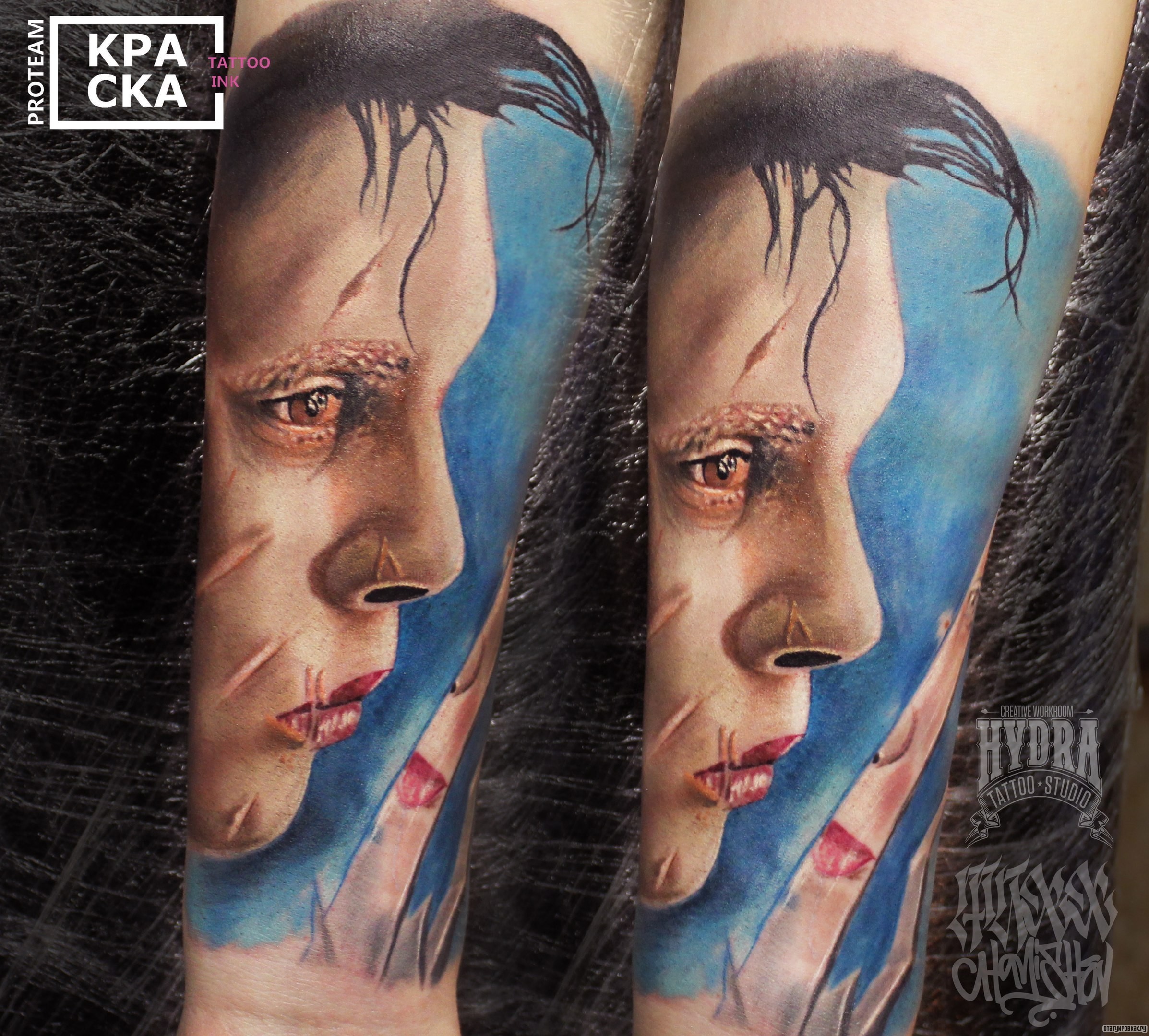 Фотография татуировки под названием «Лицо человека с порезами»