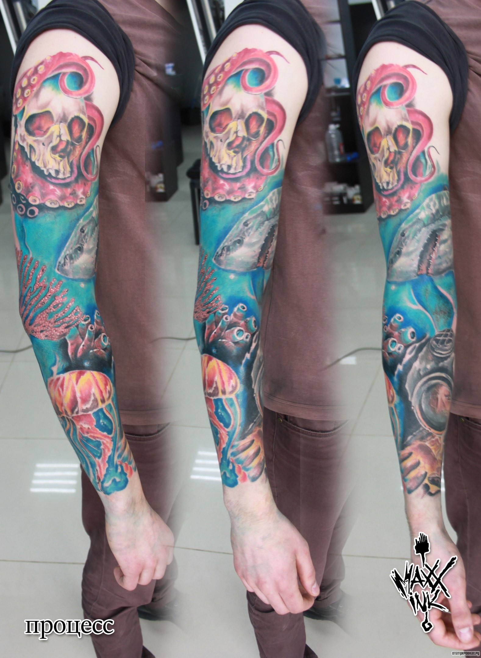 Фотография татуировки под названием «Подводный мир»