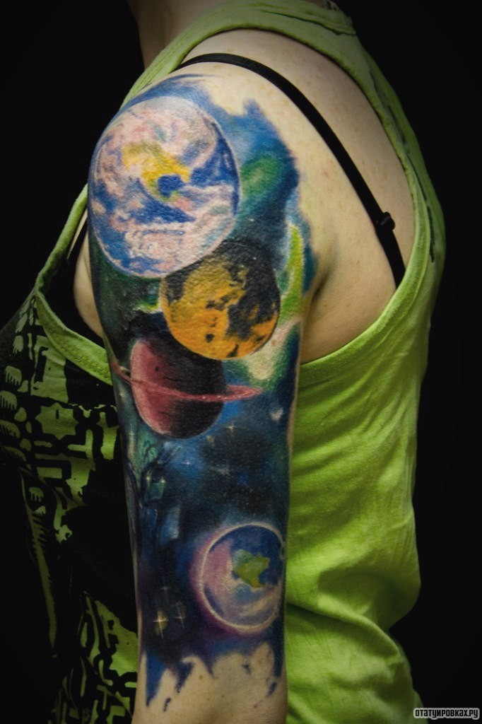 Фотография татуировки под названием «Планеты космос»
