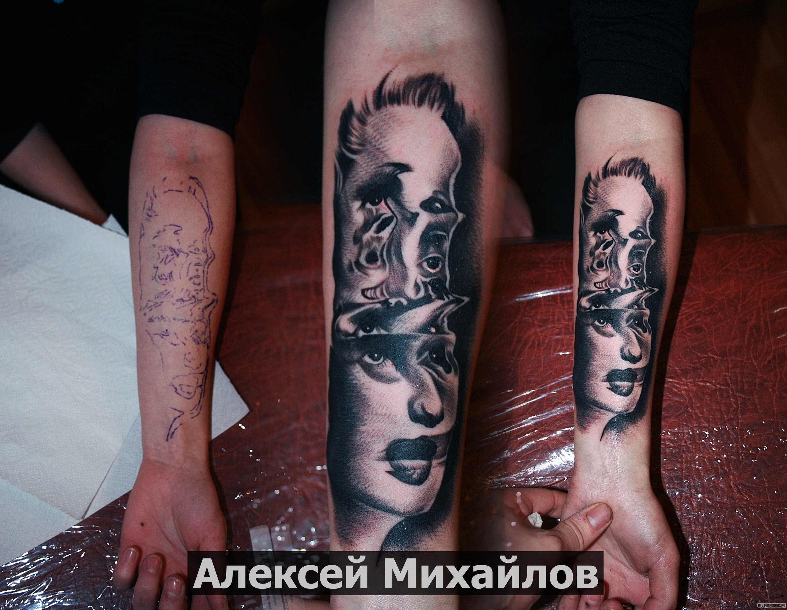 Фотография татуировки под названием «Несколько лиц в одном»