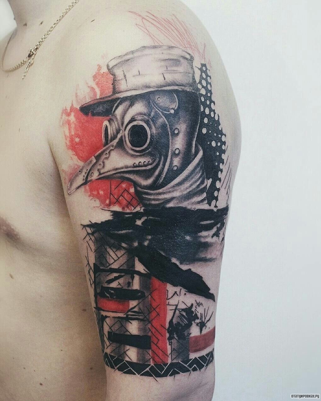 Фотография татуировки под названием «Ворон в шляпе»