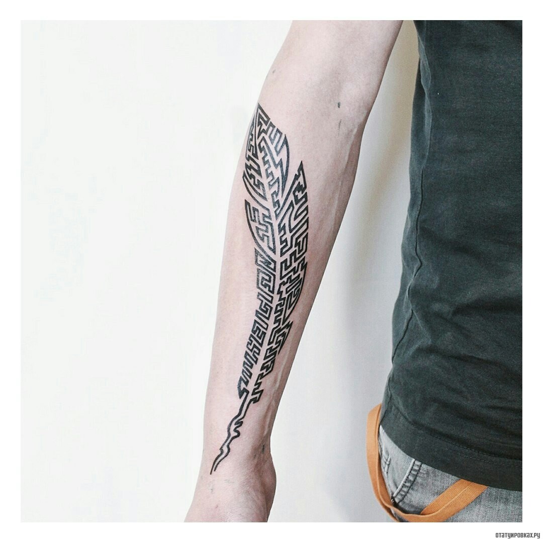 Фотография татуировки под названием «Узор пера»