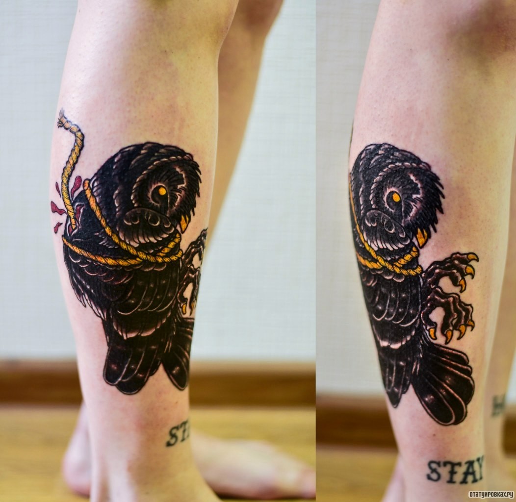 Фотография татуировки под названием «Черная птица»