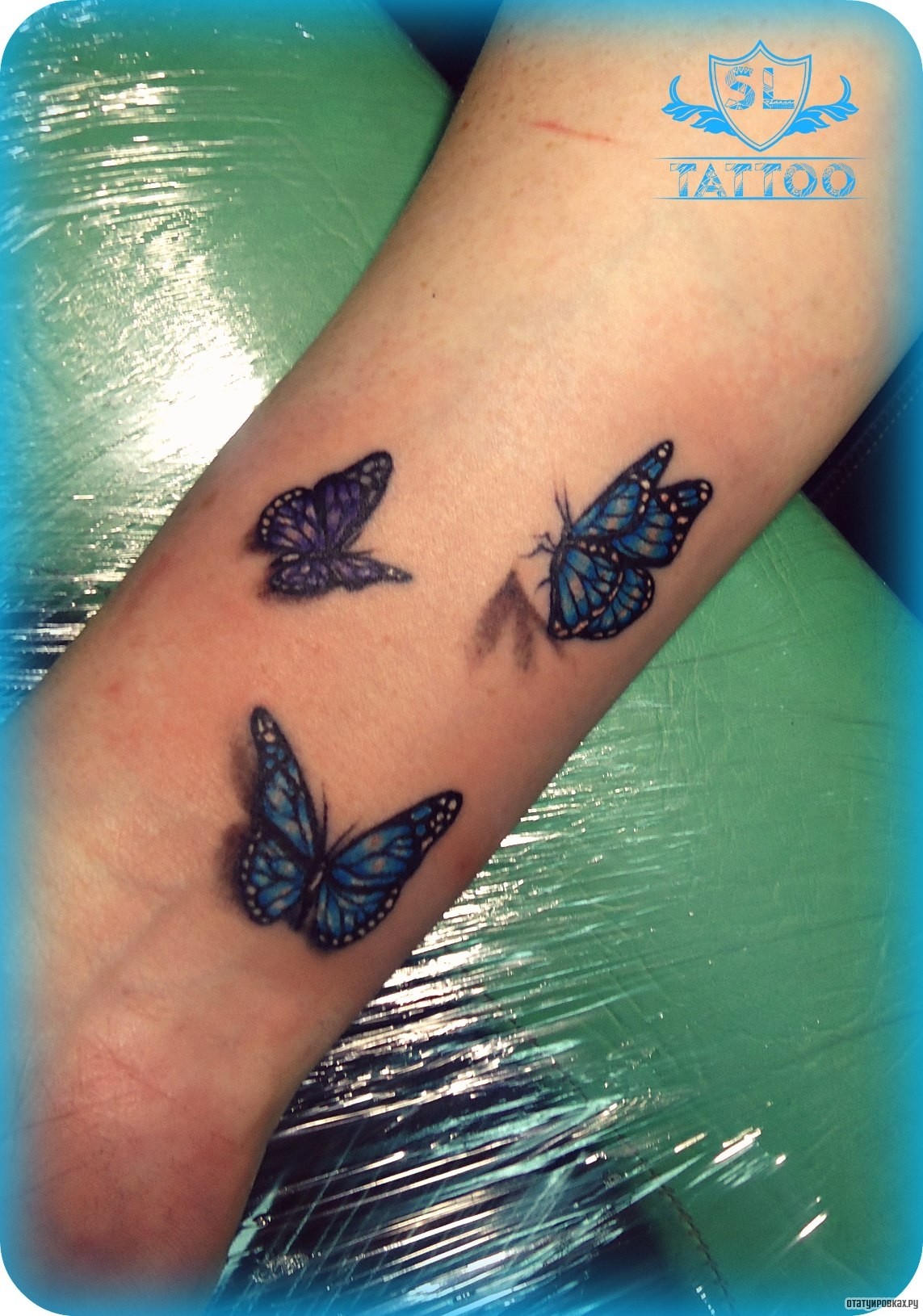 Фотография татуировки под названием «Три бабочки 3д»