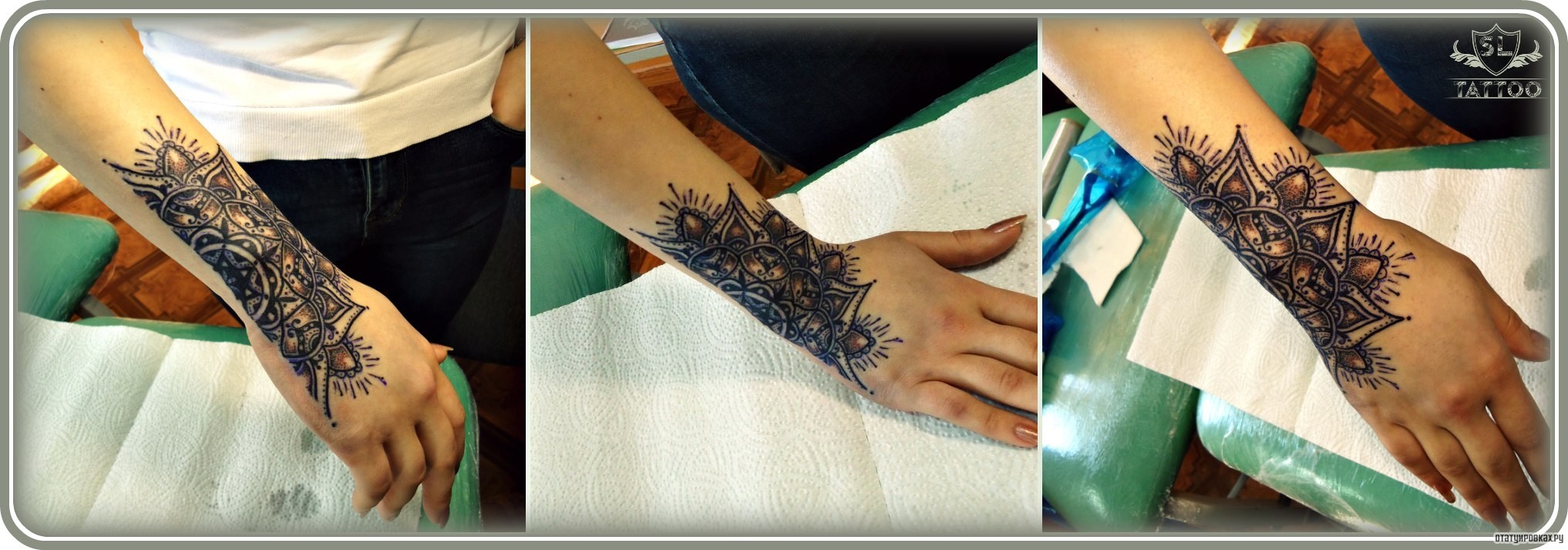 Фотография татуировки под названием «Узор мандала на руке»
