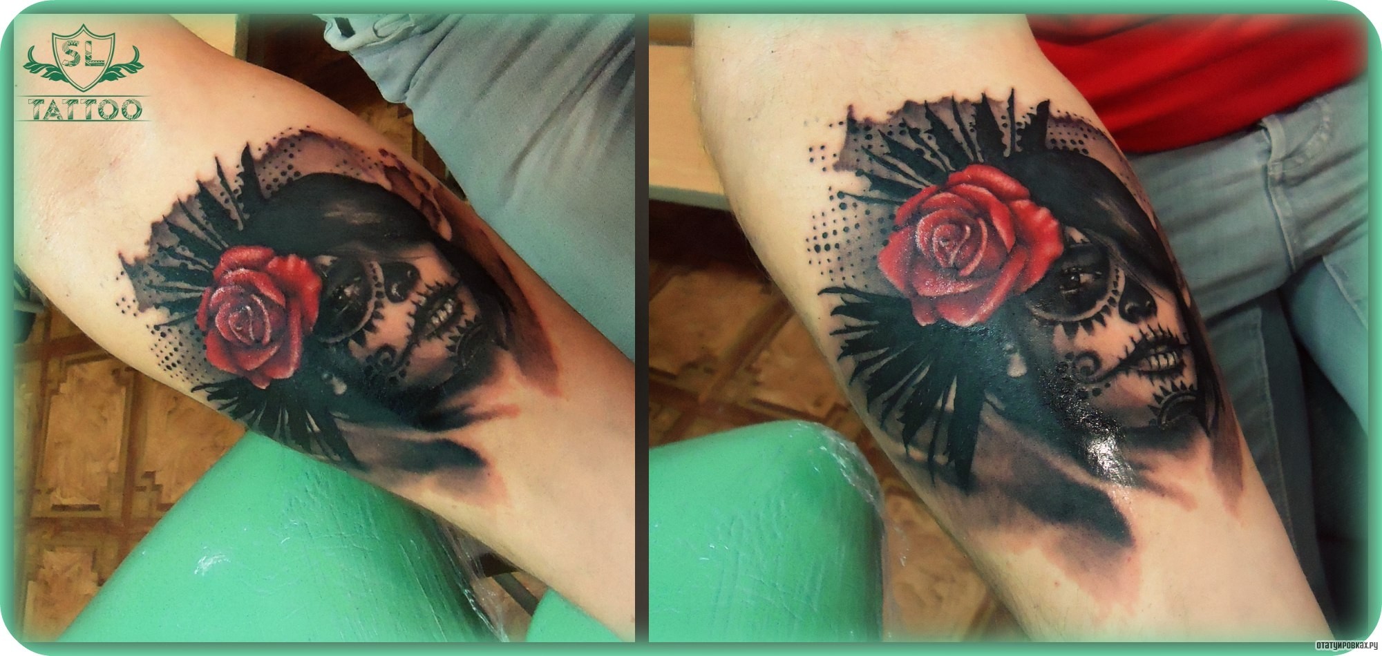 Фотография татуировки под названием «Девушка с розой на голове чикано»