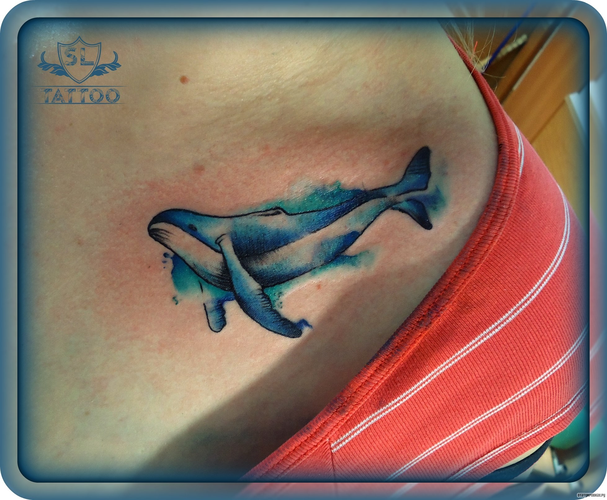 Фотография татуировки под названием «Кит синий»