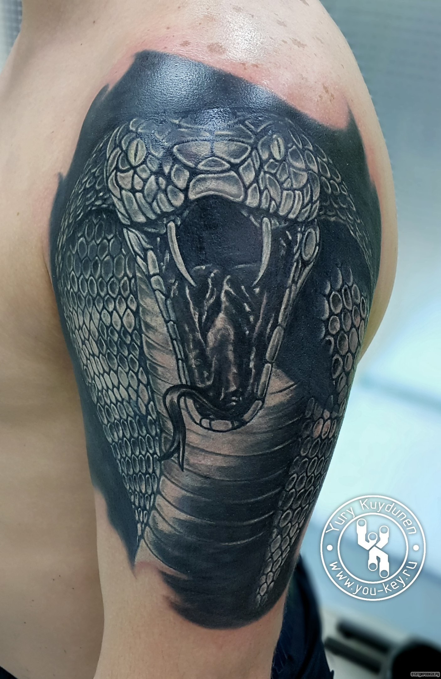 Фотография татуировки под названием «Оскал змеи»