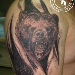 Тату медведь под кожей