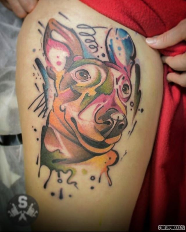 Фотография татуировки под названием «Довольная морда пса»