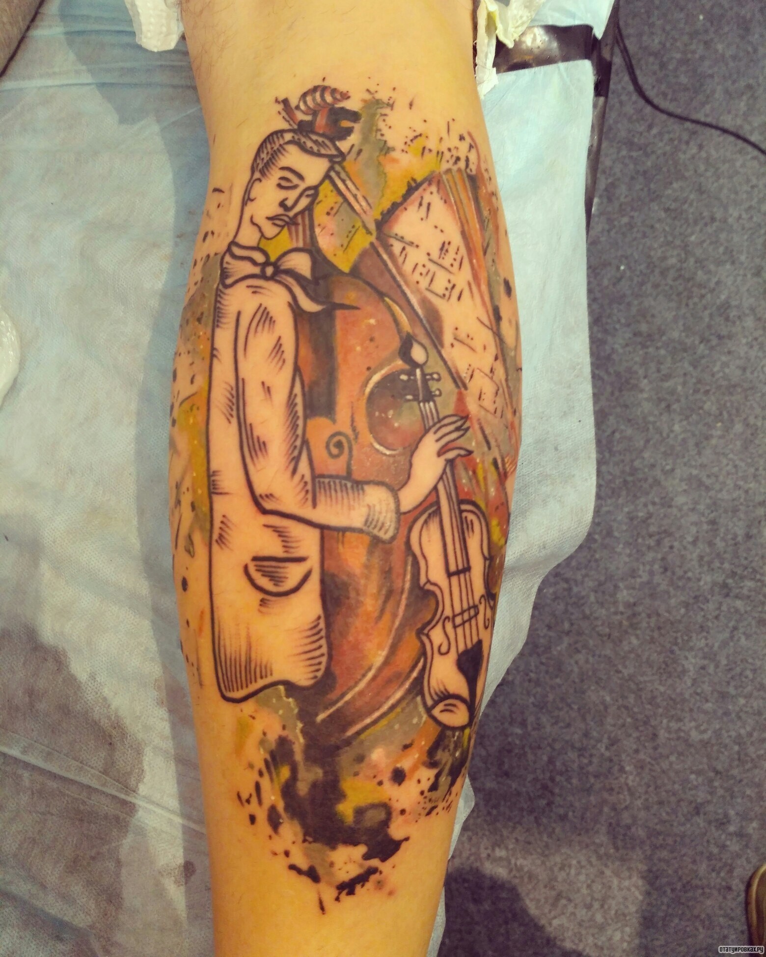 Фотография татуировки под названием «Музыкант скрипач»
