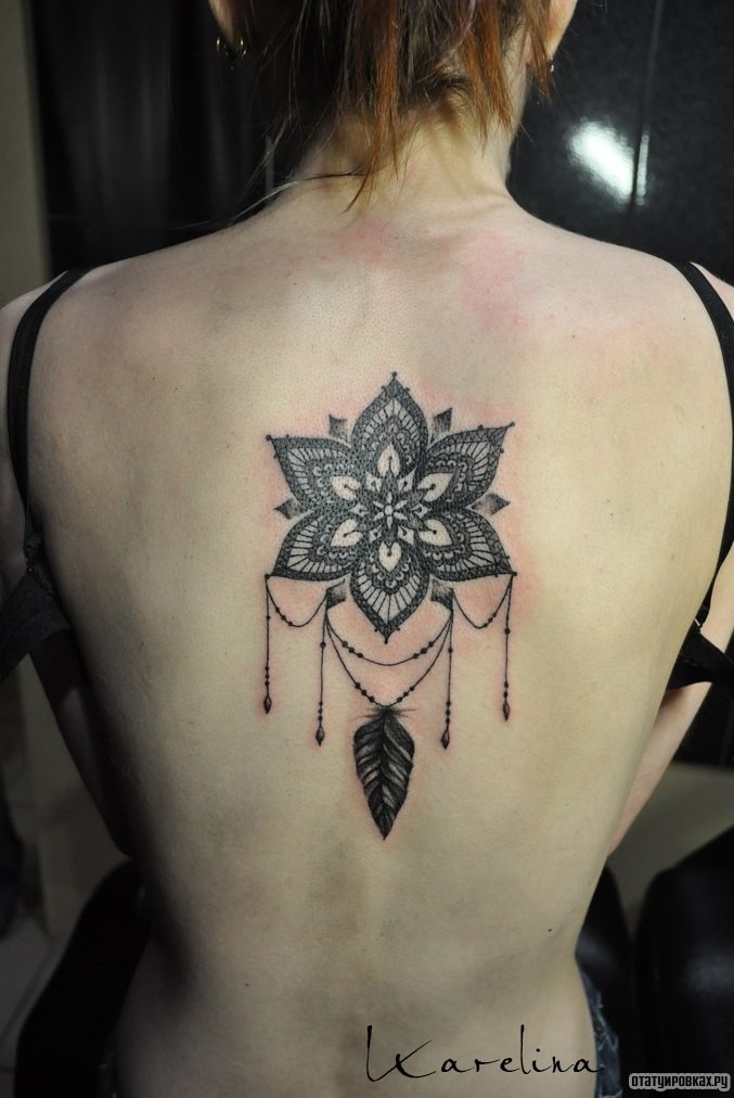 Фотография татуировки под названием «Узор мандалы как ловец снов»