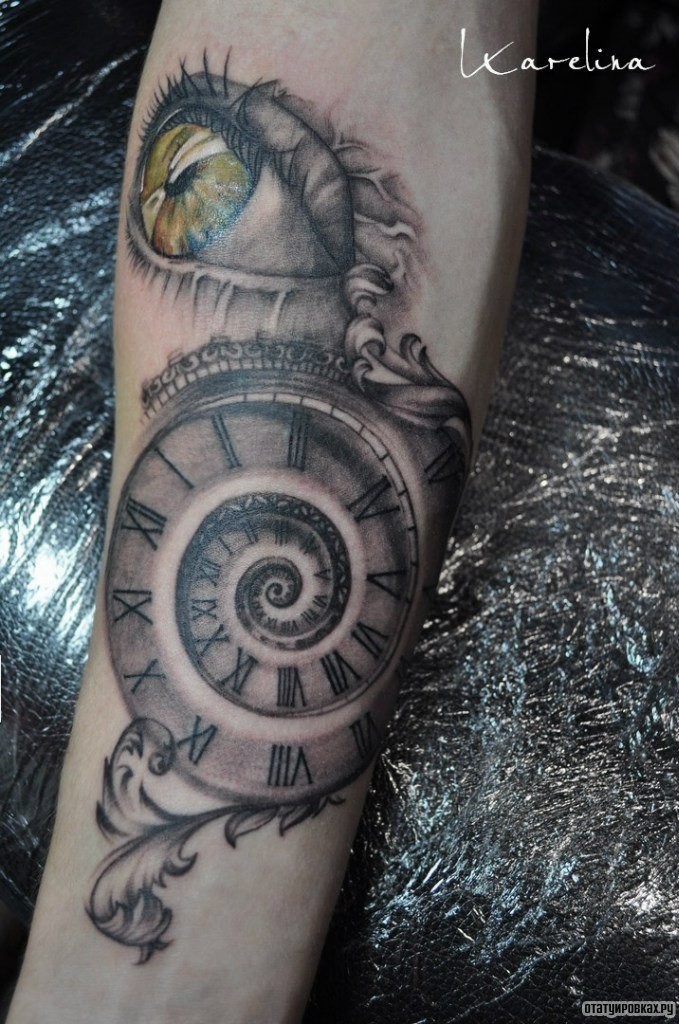 Фотография татуировки под названием «Часы круговорот»