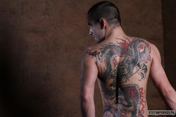 Фотография татуировки под названием «Дракон во всю спину»