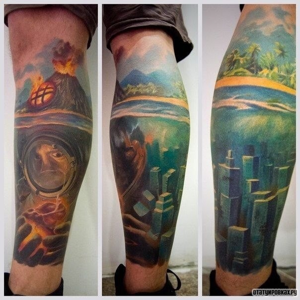 Фотография татуировки под названием «Город под водой»