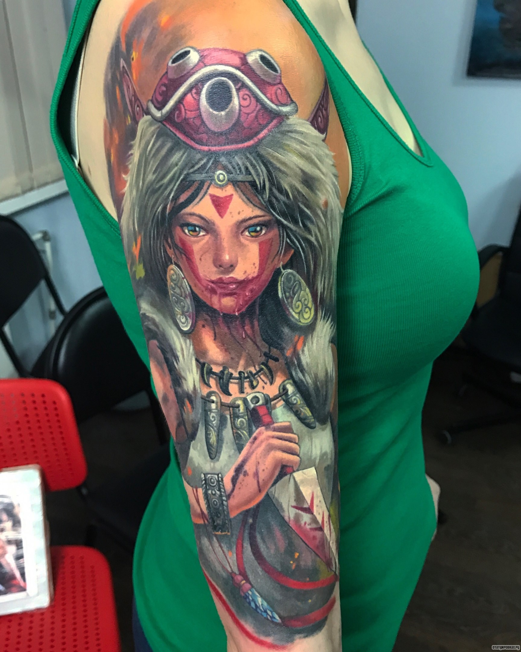 Фотография татуировки под названием «Девушка - индейская тату»