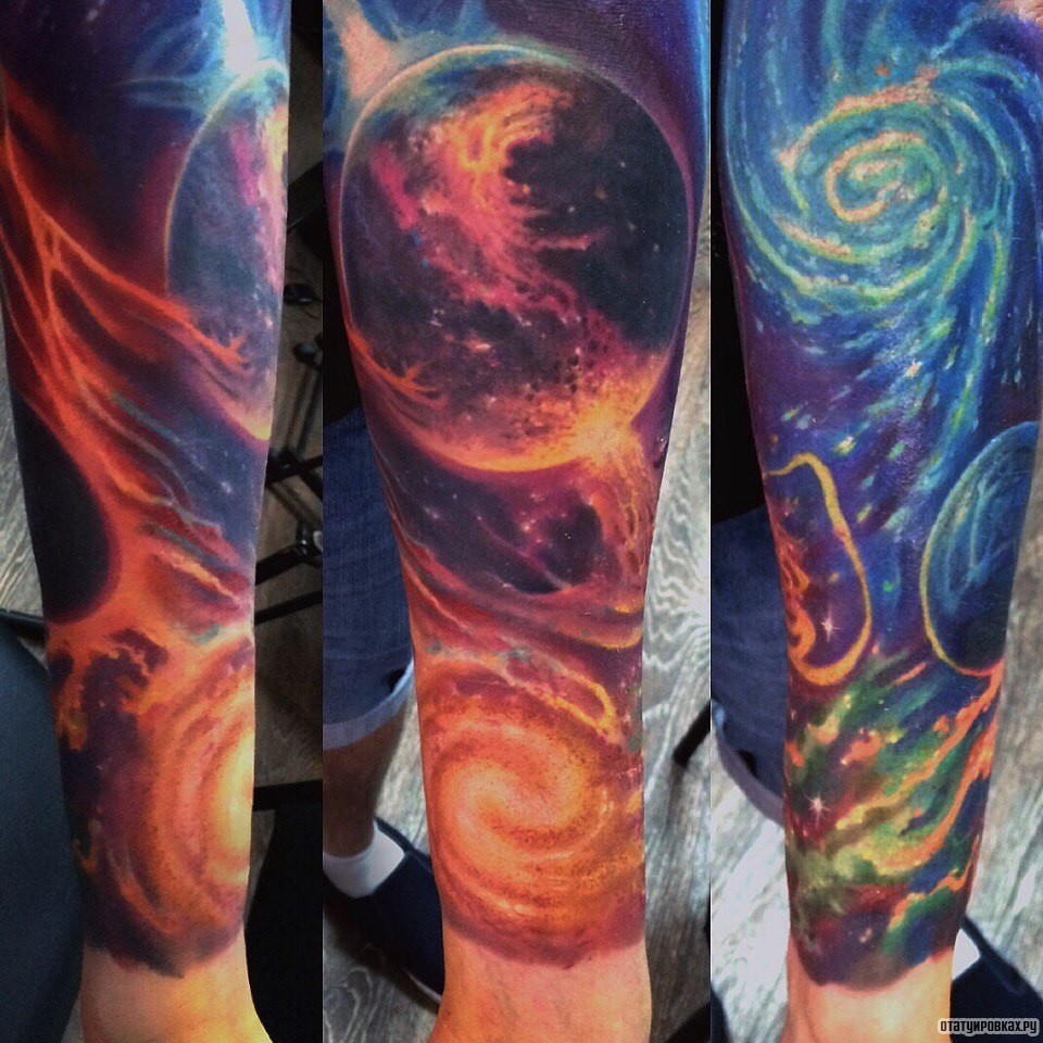 Фотография татуировки под названием «Планеты космос»