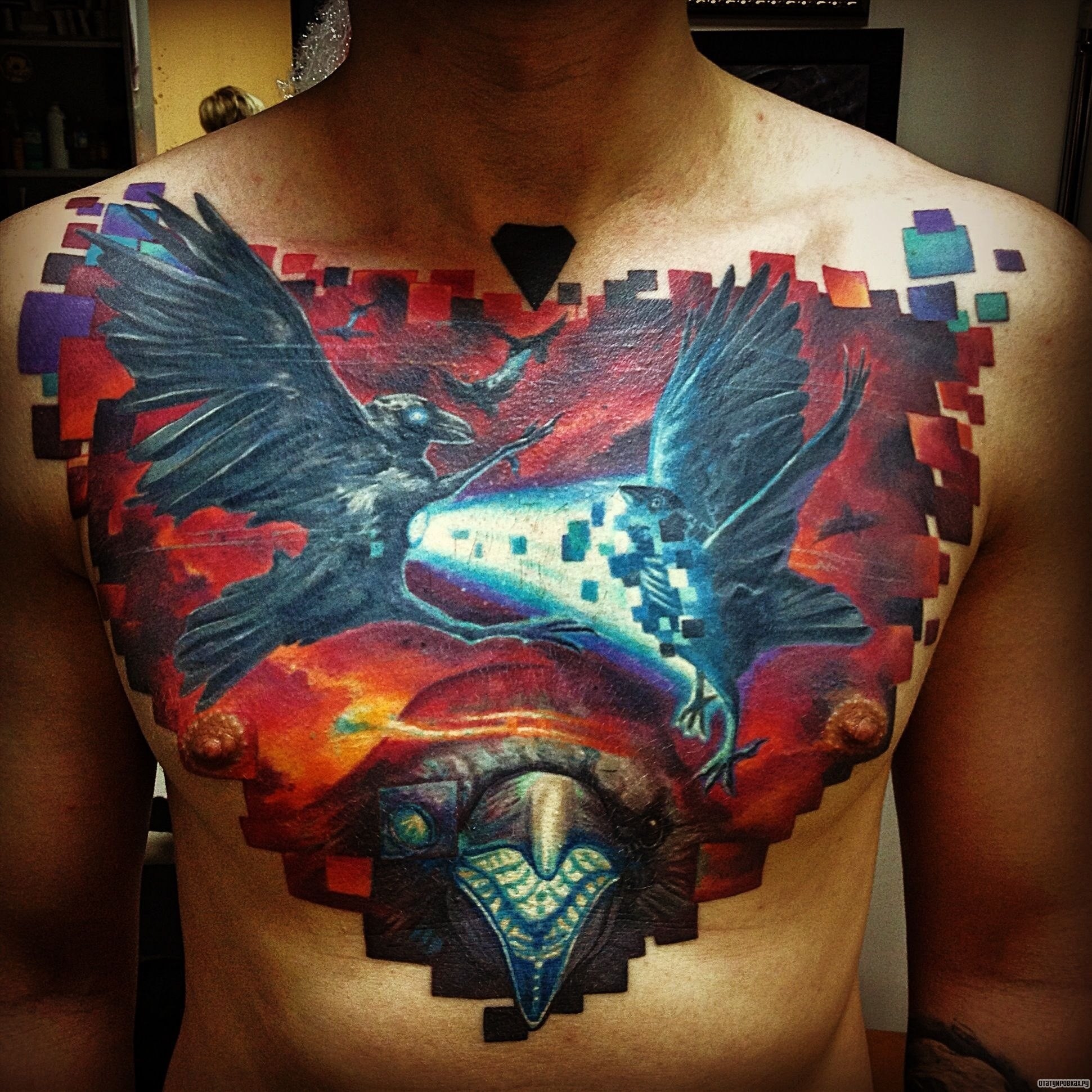 Фотография татуировки под названием «Птицы»