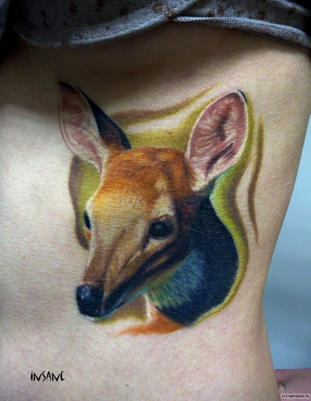 Фотография татуировки под названием «Олененок»