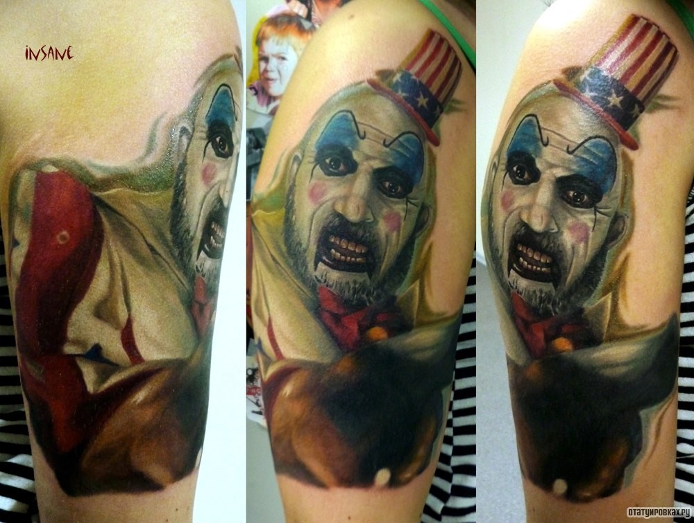 Фотография татуировки под названием «Клоун с бородой»