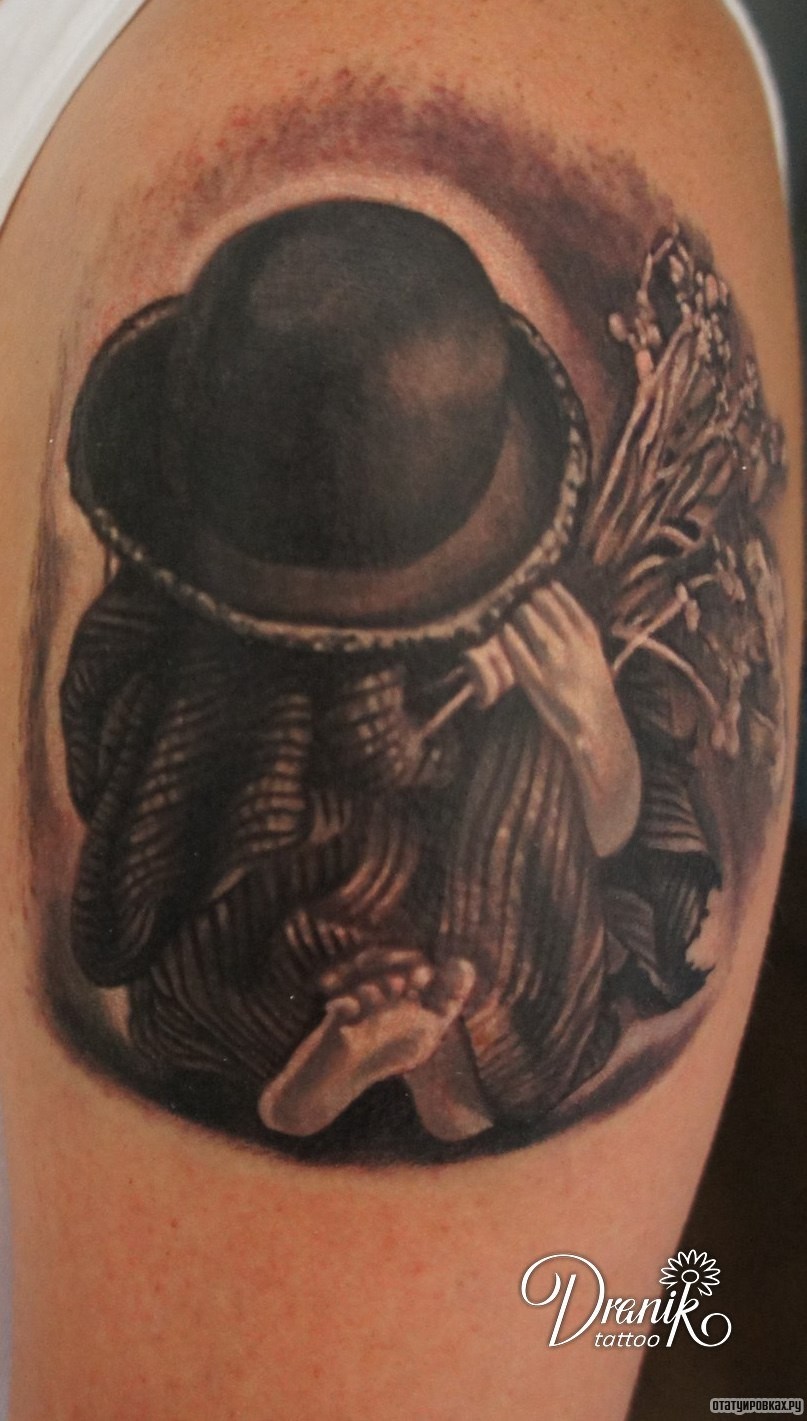 Фотография татуировки под названием «Человек в черной шляпе»