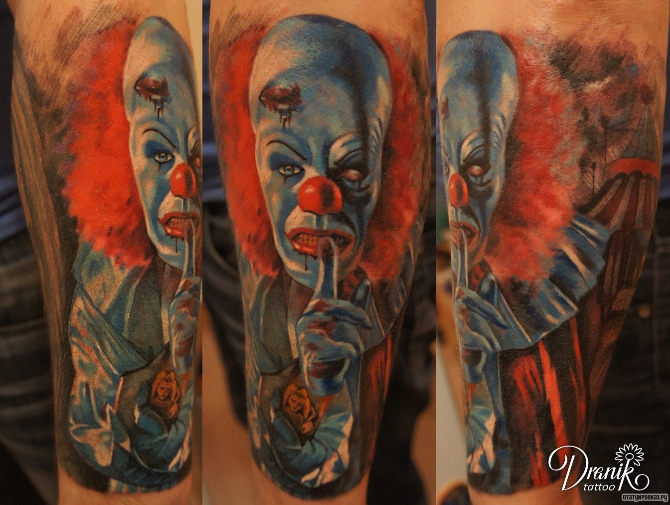 Фотография татуировки под названием «Синий клоун»