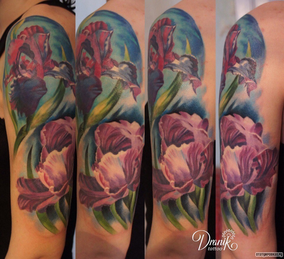Фотография татуировки под названием «Цветы реализм»