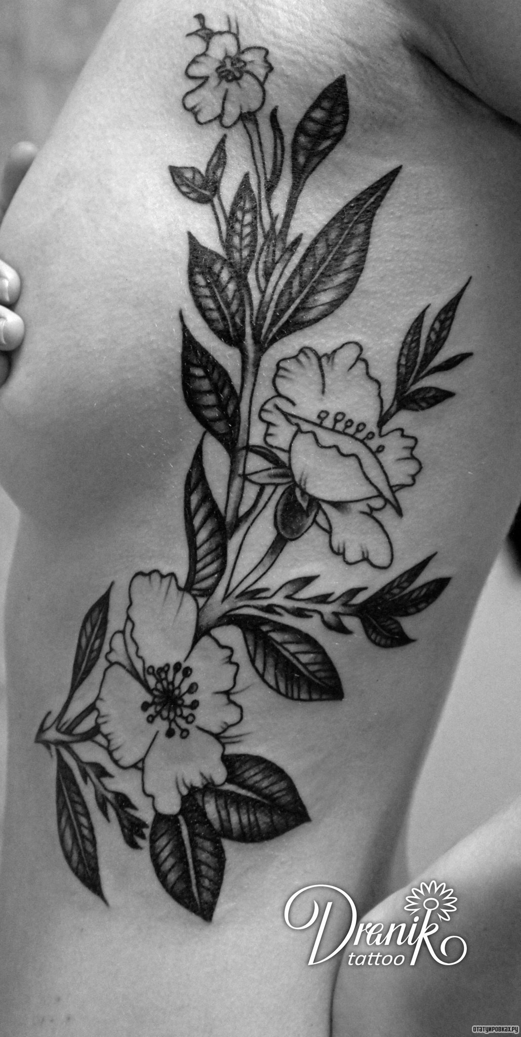 Фотография татуировки под названием «Черный узор цветов»
