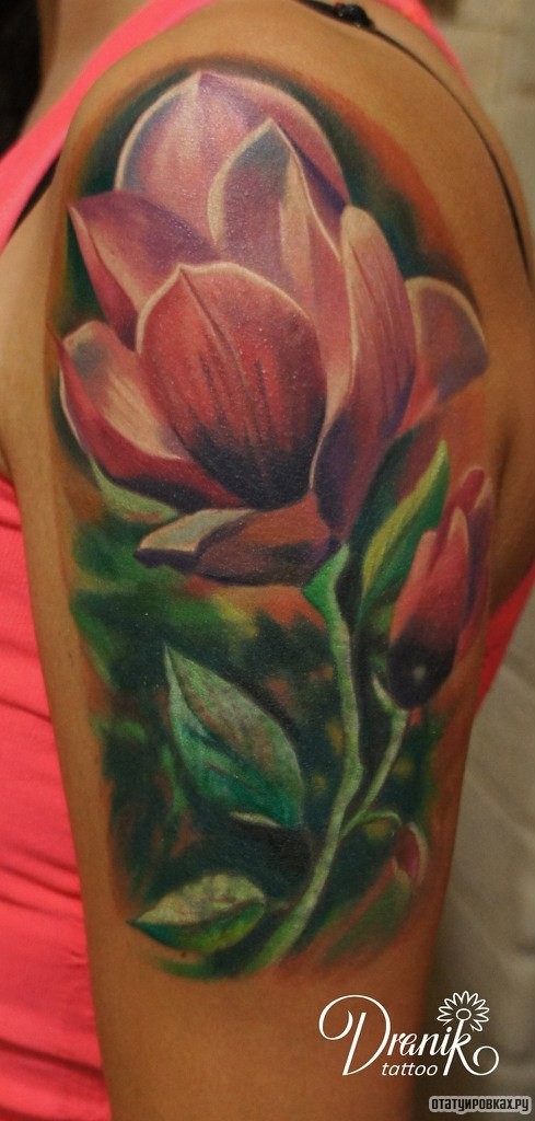 Фотография татуировки под названием «Зеленый цветок лотоса»