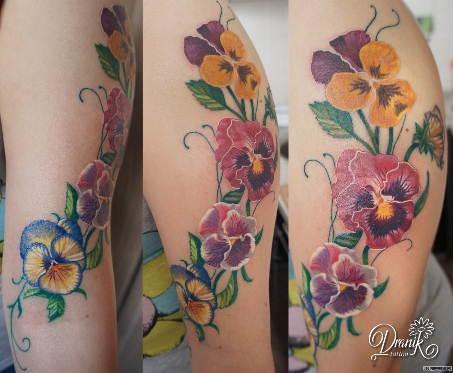 Фотография татуировки под названием «Узор из ярких цветов»