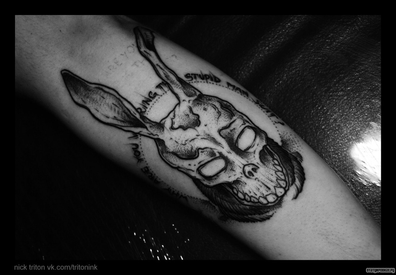 Фотография татуировки под названием «Череп зайца»