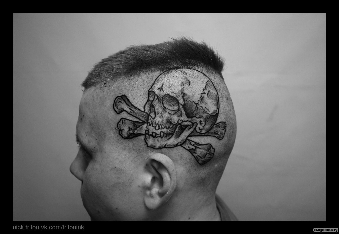 Фотография татуировки под названием «Череп с костями смерть»