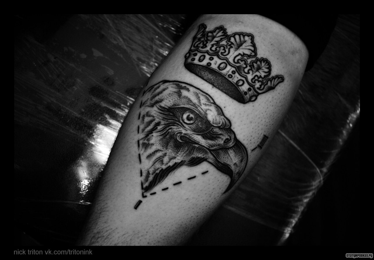 Фотография татуировки под названием «Орел и корона»