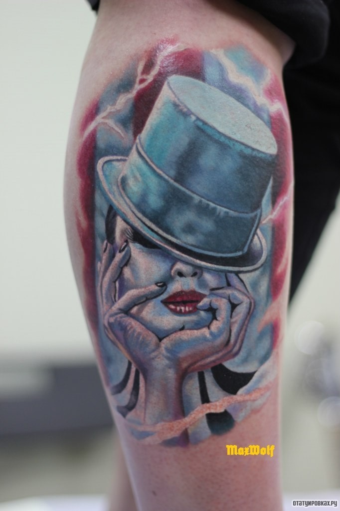 Фотография татуировки под названием «Девушка в шляпе»