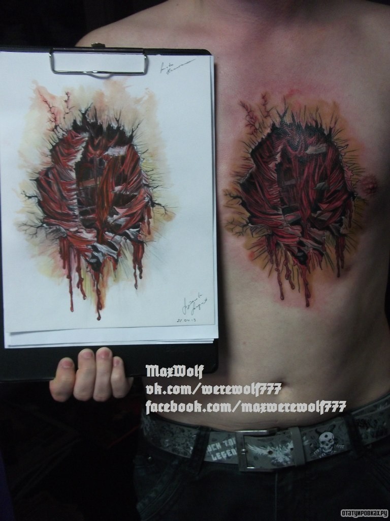 Фотография татуировки под названием «Внутренности под кожей»